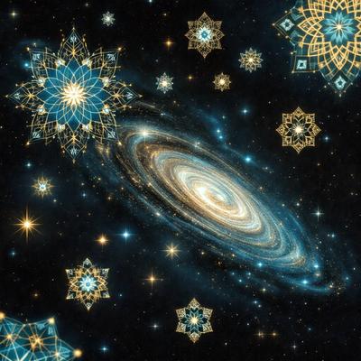 The primary subject of the image is a spiral galaxy, which is the main object, scene, or focus of the image. The galaxy is surrounded by a beautiful and colorful background, featuring stars and other celestial objects. The visual style of the image is a combination of photo and digital art, creating a stunning and detailed representation of the galaxy. The colors and mood of the image are vibrant and lively, with a sense of wonder and exploration.